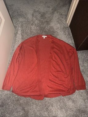 Open-Front Rust Cardigan Sweater